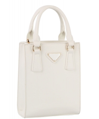 Triangle Logo Top Handle Satchel Bag DXV-0197 WHITE